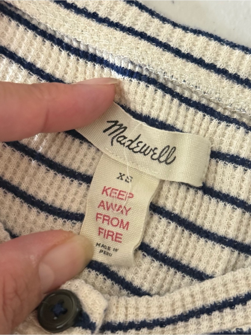 Madewell Stripe Waffle Knit Henley Tunic Sweater Dress XS - Picture 7 of 9